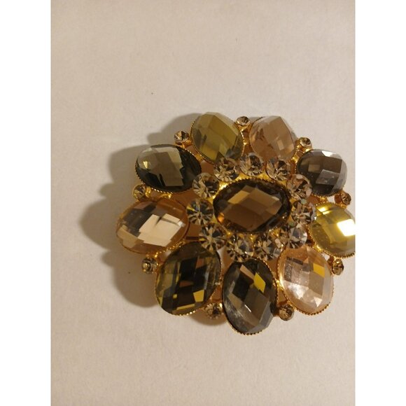 Vintage Gold Tone Flower Brooch Pin Multicolor - Picture 3 of 8